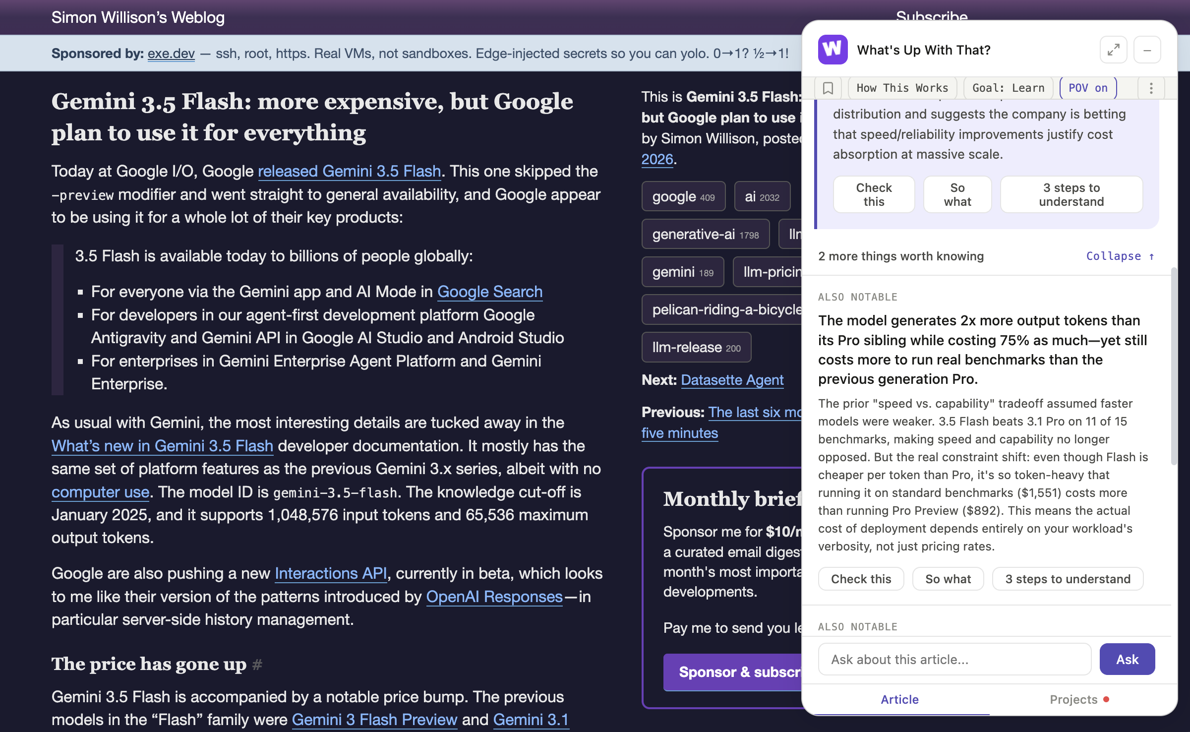 WUWT analysis of a Simon Willison post about the latest version of Google Gemini