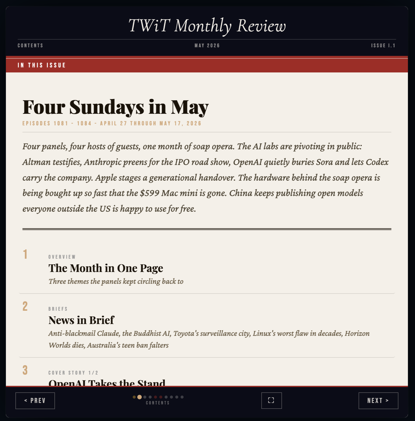 Hawkeye magazine overview of the last four episodes of This Week in Tech